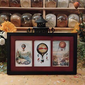 Pretty Victorian Hot Air Balloon Framed Tri Print